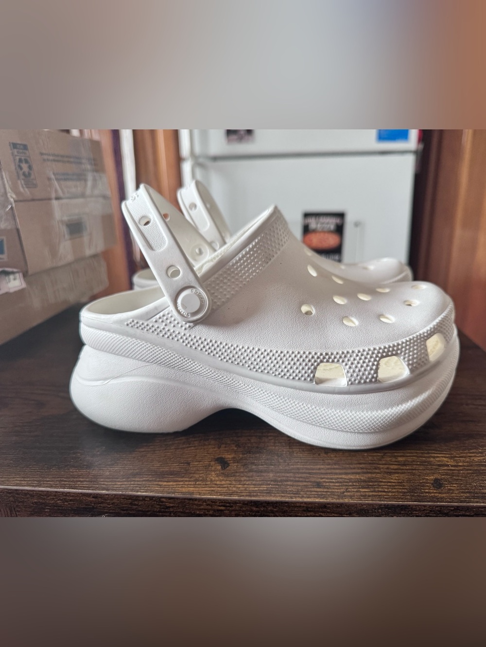 Crocs White Stomp Clog Platform Chunky Slip On Shoes Women Size 5